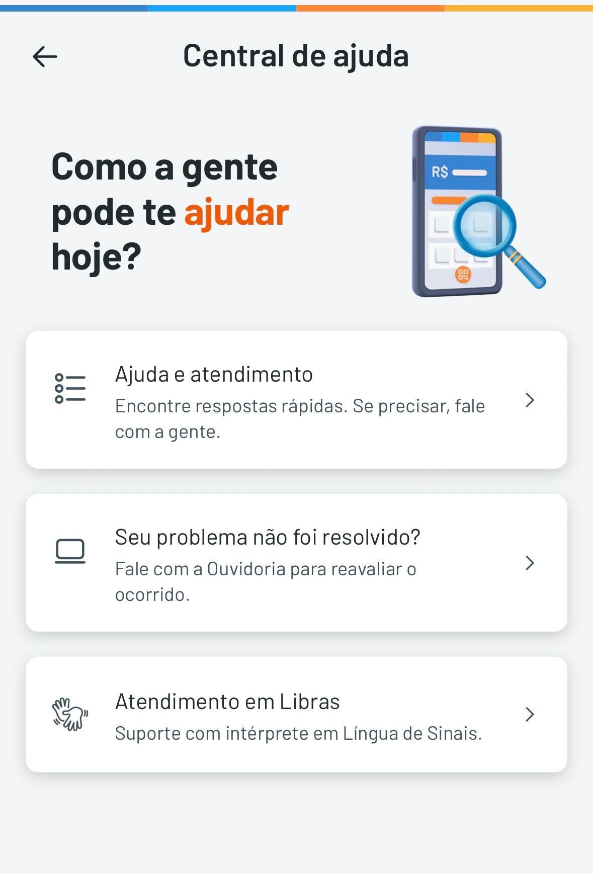 Tela do app RecargaPay mostrando o chat de suporte