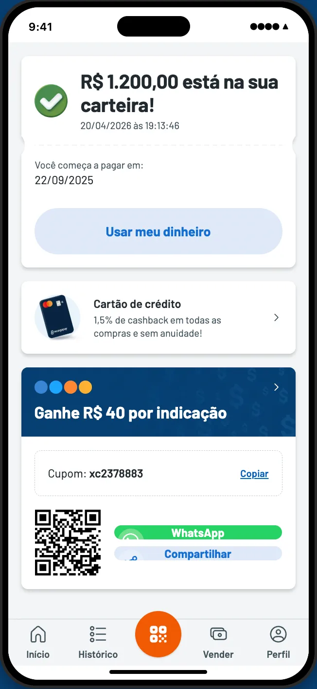 Confirme e receba via Pix