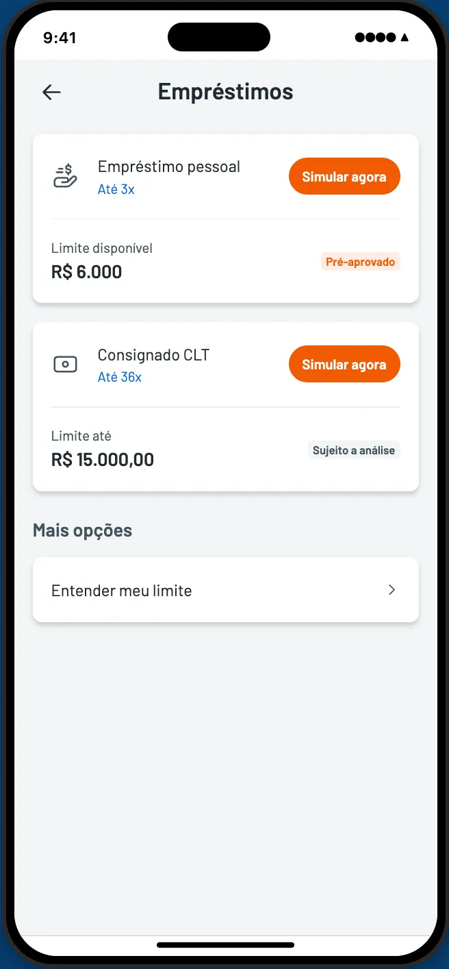 Toque em Empr&eacute;stimos